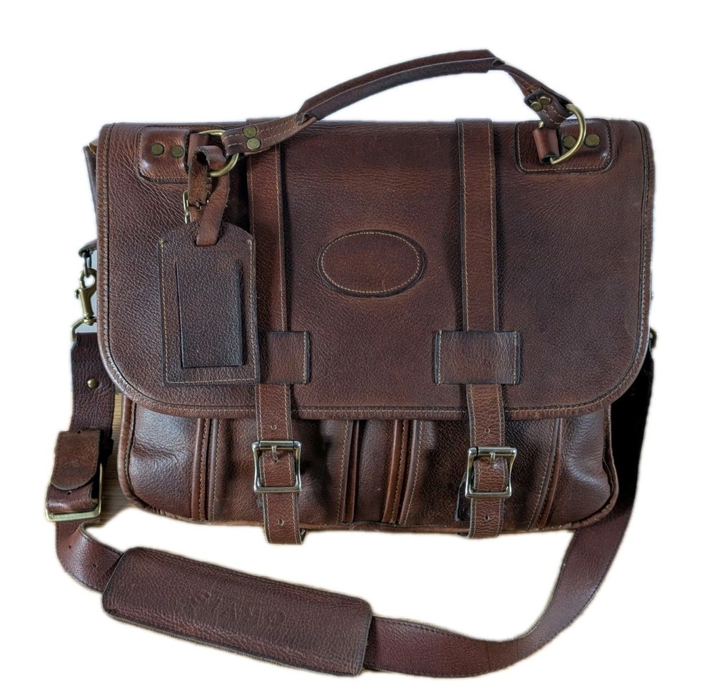 Vintage Orvis Leather Orvis/Gokey Brown Leather Briefcase Messenger Bag USA Made