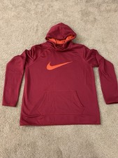 Nike Dri Fit Pullover Thumb Hole Red Hoodie Women's SZ Large 803443-620 Swoosh