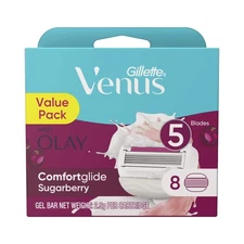 Gillette Venus ComfortGlide + Olay Sugarberry Razor Refill Blades 8-Count Pack