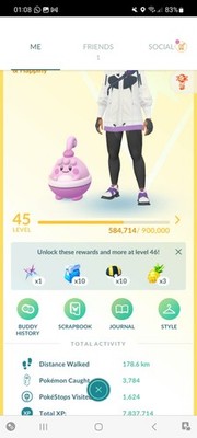 Pokemon Go (Stufe 45) Shiny Glücklich (21 Shinys) 