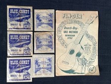 ••Vintage Ukulele Lot - Hawaiian & Blue Comet Strings w/ FIN-DER Beach Boy Book