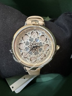 Authentische Kate Spade Uhr neu in Box nude Lederband Herzmuster Zifferblatt