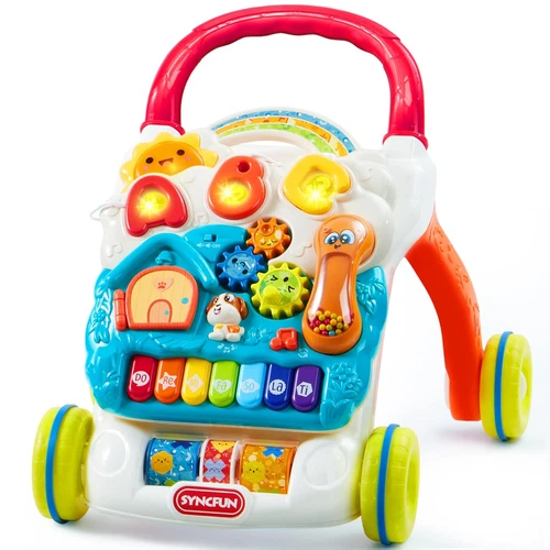 2-in-1 Sit-to-Stand Baby Walker, Push Learning Toy with Panel & Speed Ctrl, 6M+.