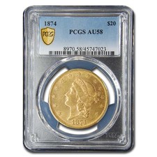 1874 $20 Liberty Gold Double Eagle AU-58 PCGS