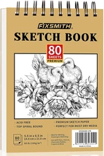 5.5"X8.5" Sketch Book | 80 Sheets (68 Lb/100Gsm) Sketchbook | Top Spiral Bound A