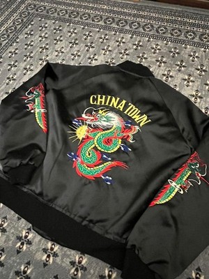 SUN SHOT Sukajan Black Japan Bomber Jacket Used