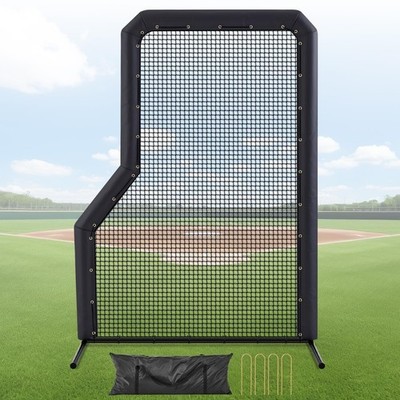 7 x 5 ft Baseball L Screen with Protection Cover Portable Double Net Softball...