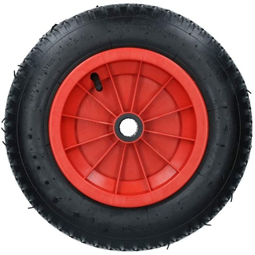 14" RED WHEELBARROW WHEEL CHOOSE PNEUMATIC & PUNCTURE TYRE SOLID 3.50-8 NEW - Picture 3 of 4