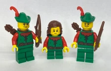 LEGO Castle - Lot of 3 Forestmen Minifigures - Archer Forest Girl 10305