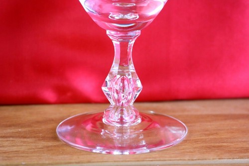 7Tiffin Franciscan PETITE 2 Water Goblet Glasses Cut Leaves Bubble Stem 5 7/8 " - Picture 2 of 3