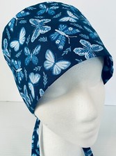 Butterfly Lined Medical Skull Scrub Cap Surgery, Veterinarian, Chef Chemo Hat