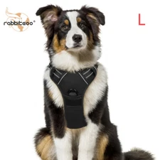 rabbitgoo No-Pull Dog Pet Harness Adjustable Reflective Vest With Handle Black L
