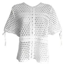 Zero Degree Celsius Womens M Perforated Blouse White Cut Out Top See Through