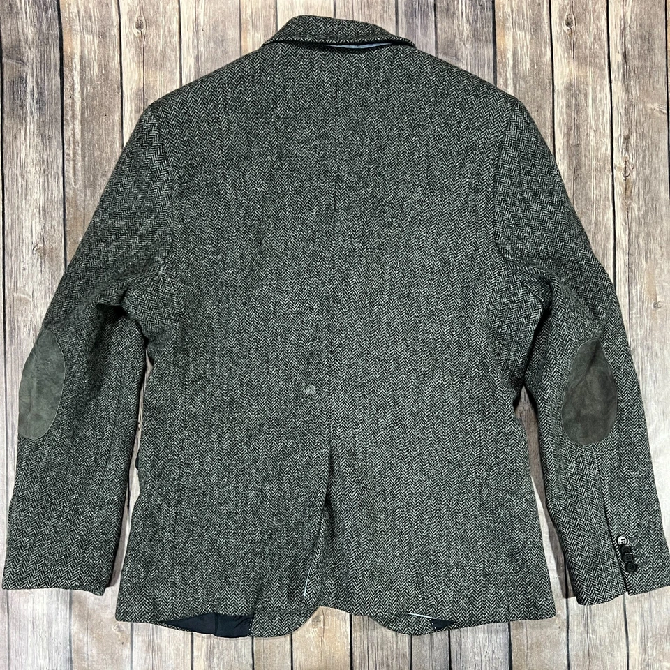 Abrigo Blazer Deportivo H&M British Moon Paño Parche en el Codo Lana Espiga 44R Gris Foto 2 de 4