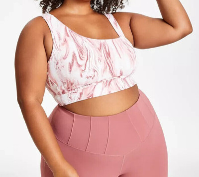 Jenni Bra Bralette Womens Plus Size 1x Asymmetric Pink Marble NEW