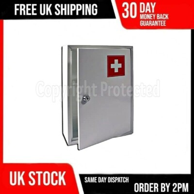 METALL MEDIZINSCHRANK STAHL ABSCHLIESSBAR ERSTE HILFE DROGEN AUFBEWAHRUNGSSCHRANK BOX WAND