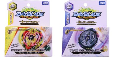 Beyblade Burst B-102 Twin Nemesis.3H.Ul & B-103 Booster Screw Trident. 8 B. Wd
