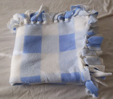 Blue and White Check Fleece Handmade Tied Baby Blanket Blanket Throw