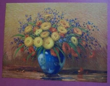 Gustave Wiegand, Mixed Flowers, Vase, Sample Print 12"x9", 1940's
