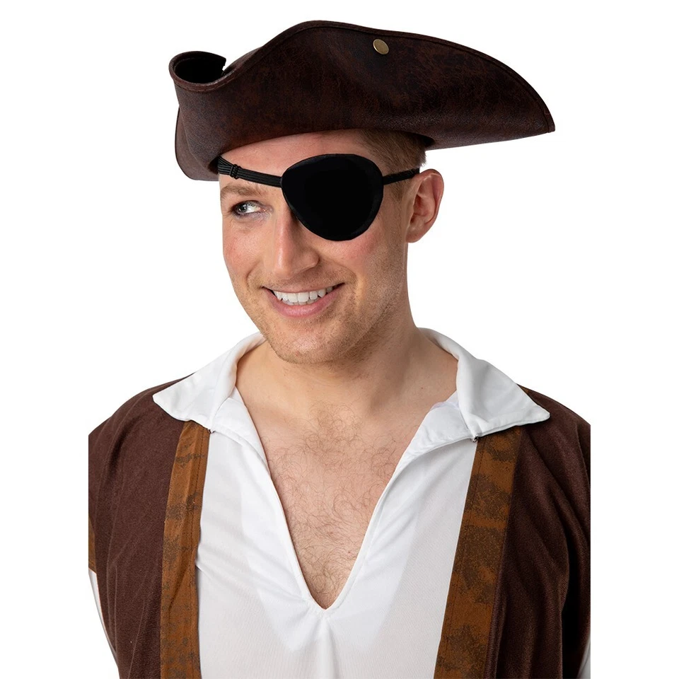Pirate Eyepatch Black Satin Eye Patch Pirates Fancy Dress Costume Accessory - Image 2 of 2