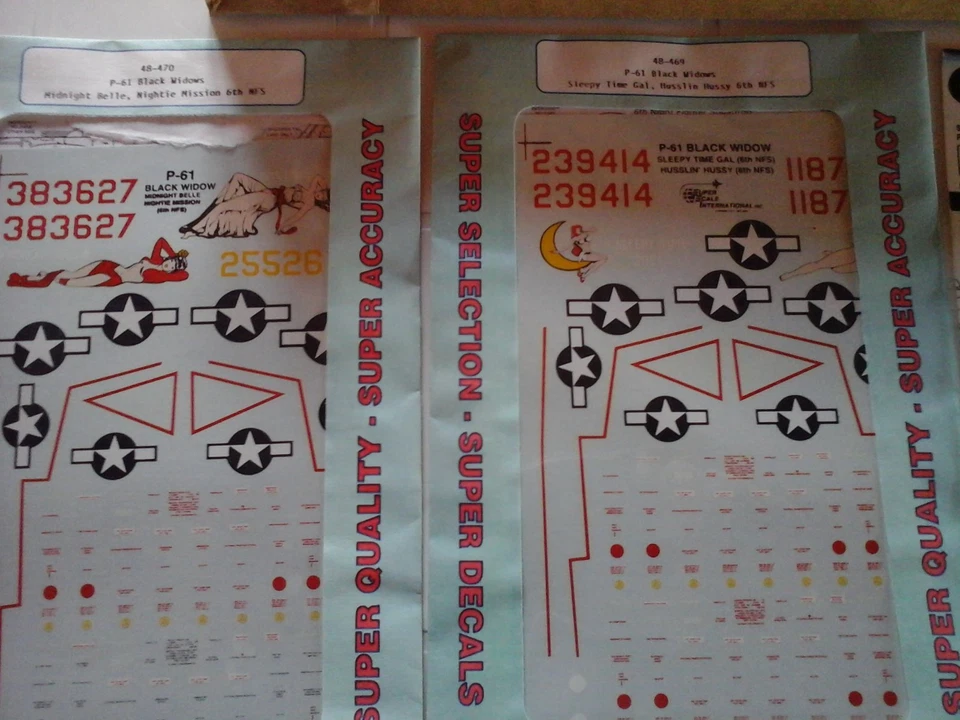 P61 BLACK WIDOW 1/48 SCALE MODEL MONOGRAM+2 DECALS+2PHOTOETCHED+RESIN WHEEL SET  - Immagine 3 di 4