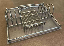 Vintage Chrome Table Napkin Holder Diner Restaurant Condiment Tray Utensil Rack