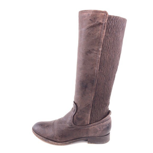Frye Melissa Scrunch Tall Riding Boots Womens Size M Brown Leather Knee  High