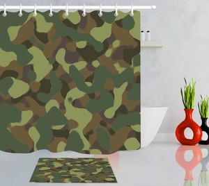 Dark Color Camouflage Design Bathroom Decor Waterproof Fabric Shower Curtain Set Ebay