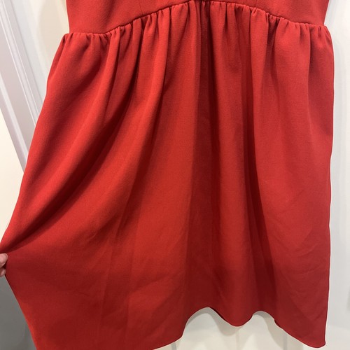 Halston Women’s V Back Dress Color Halston Red Size 10 Pockets - Picture 3 of 11