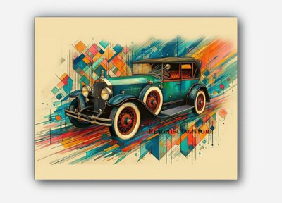 Vintage Car Cadillac V-63 1920s Picture art splashes of paint  #3 Reprint