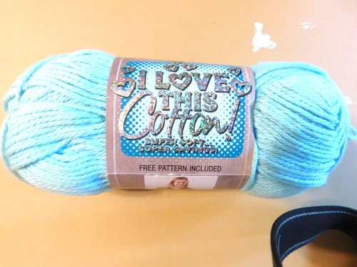 2 SKEINS, I LOVE THIS COTTON, YARN, HOBBY LOBBY, 3.5OZ, AQUA 68