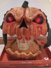 Animated Halloween Spooky Pumpkin Jack-o-Lantern Pop Up Skull Horror Sound NEW🎃