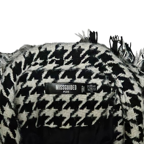 Misguided Plus Distressed Double Breasted Houndstooth Trench Coat Size US 16 - Picture 8 of 18