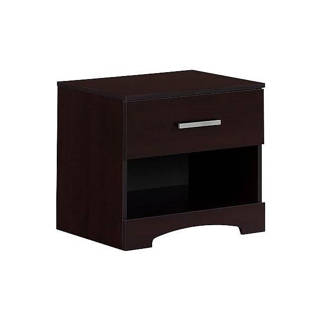 Modern Dark Brown 1-Drawer Nightstand with Storage
