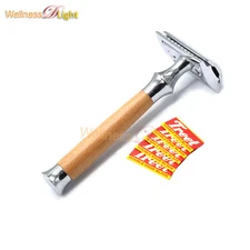 Wood Handle Classic Double Edge Safety Razor Shaving Razor For 5 Blades BTS-304