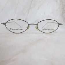 Eddie Bauer Eyeglasses Frame Mens Siver Stainless Steel Full Rim Ovail 47-18-135