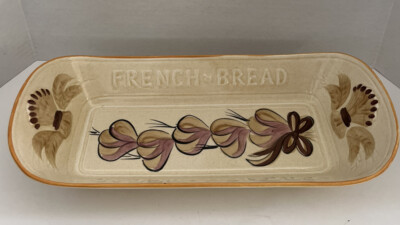 Vintage 50s Los Angeles Potteries Pottery French Bread Dish Serving Tray