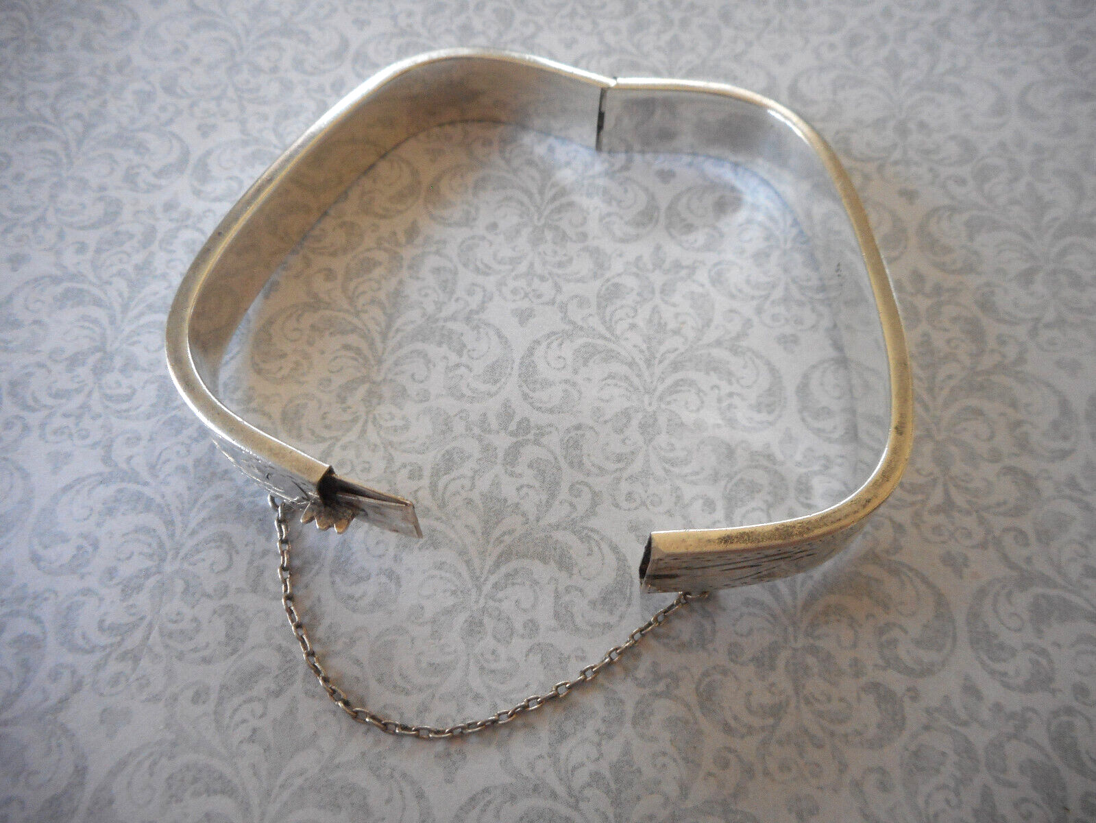 Rectangular Sterling Silver Etched Bangle Bracele… - image 7