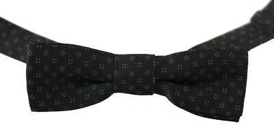 DOLCE & GABBANA Bow Tie Men Gray Pattern Silk Adjustable Neck Papillon RRP $200