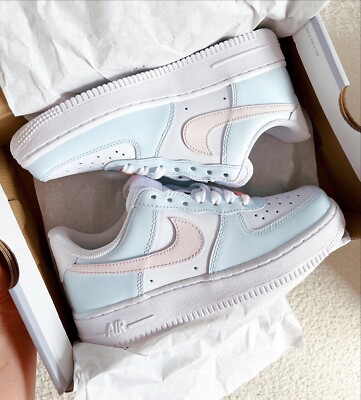 air force 1 blue and pink swoosh
