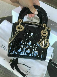 100% Auténtico Christian Dior Dama Dior Mini Bolso de Mano Bolso Negro  correa de cadena | eBay