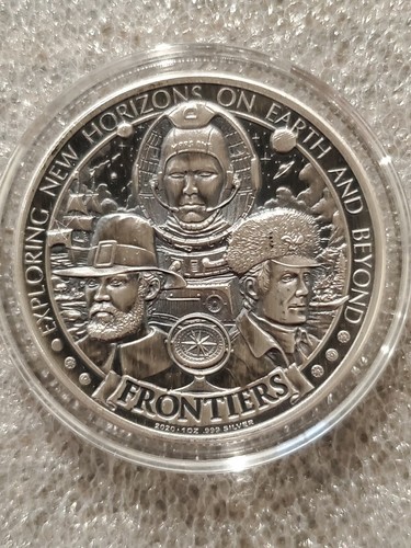 2020 Frontiers 1 oz .999 Silver Pilgrims 1st Mayflower Ringraziamento Antiquato - Foto 4 di 6
