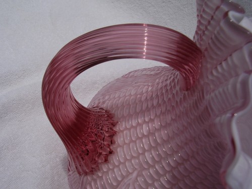 Rare Fenton for L G Wright Glass Corn Maize Rose Pink Pitcher - Picture 12 of 12