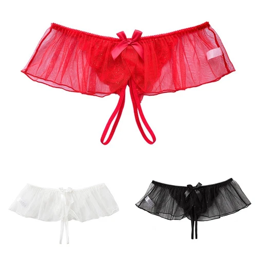 Fashionable Womens Hollow Lace TBack Low Waist Crotchless Undergarments