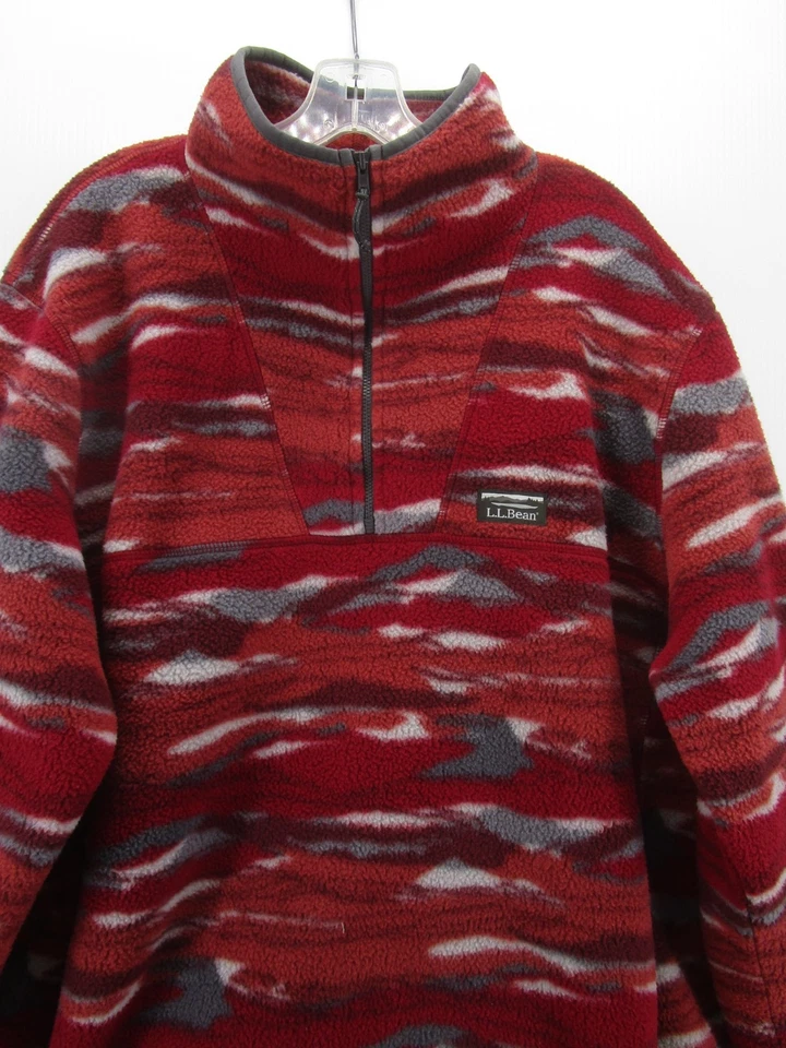 LL Bean Sudadera Hombres XL Alta Roja Pila Profunda Vellón 1/4 Cremallera Suroeste Azteca Camuflaje Foto 2 de 4