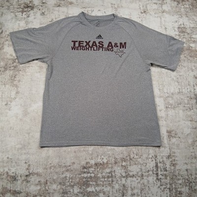 Texas A&M Aggies Weightlifting T Shirt Mens XL Extra Large Gray Adidas