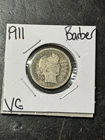 1911 P Barber Silver Dime Nice VG Very Good U.S. 10c Type Coin (Raw18821)