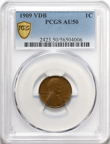 1909 VDB 1c Lincoln Wheat Cent PCGS AU50 - Nice Looking Coin / Penny