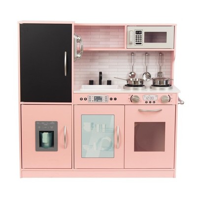 Wooden Kids Play Kitchen Set for Ages 3-8, Chef Pretend Play Toys with Food & Co