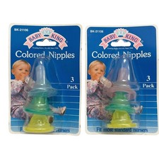 2 Vintage Baby King Colored Nipples 3 Ct Each 6 Nipples Total NOS Sealed 1999